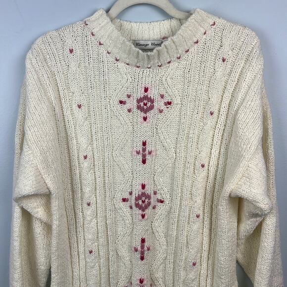 Vintage Carriage Court longline mock neck heart detail knit sweater - Picture 2 of 7